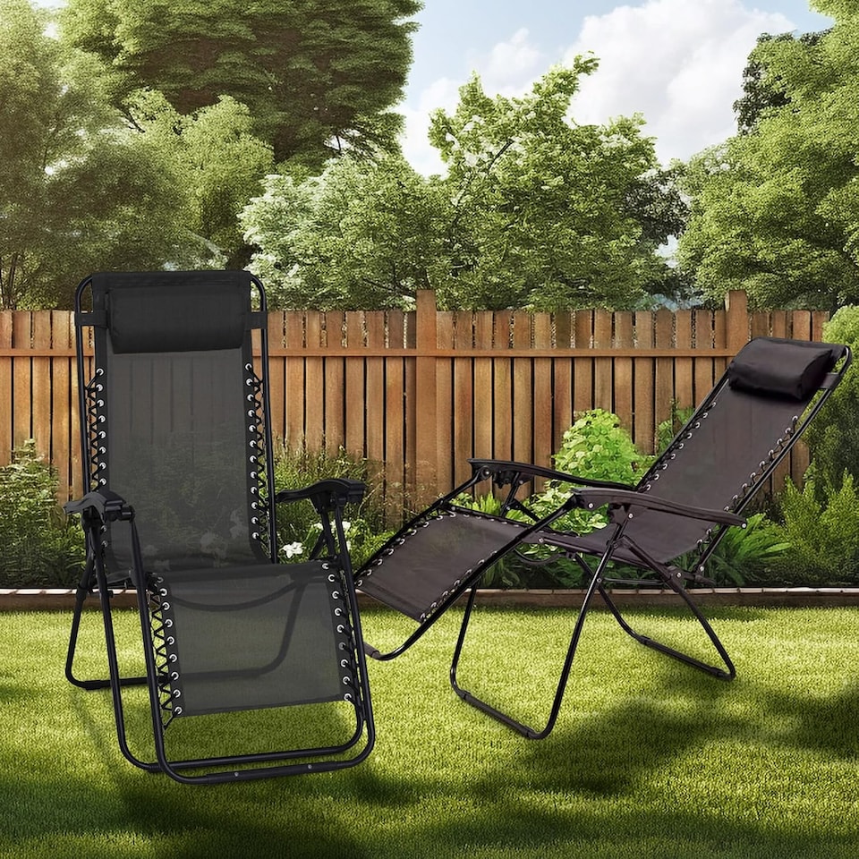 image 1 of 2 X Zero Gravity Chairs Garden Reclining Recliner Relaxer Sun Lounger