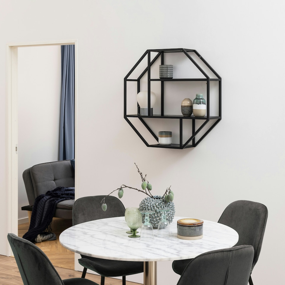 image 1 of Seaford Octagonal Metal Wall Shelf in Black
