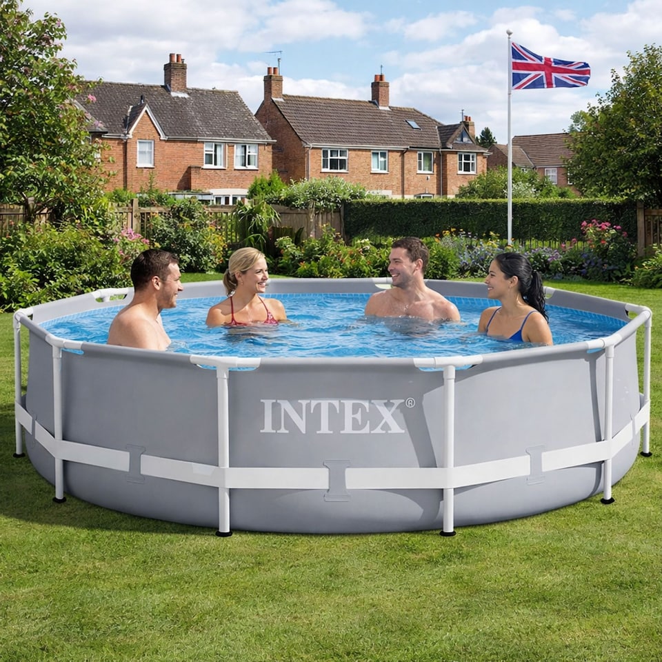 image 1 of Intex Prism Frame Pool With Filter Pump - Grey