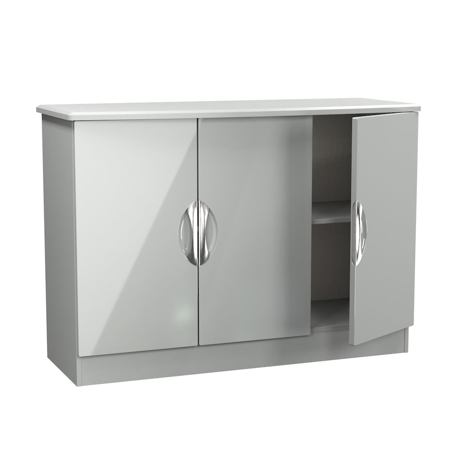 image 1 of Holborn 3 Door Sideboard in Grey Gloss & Dusk Grey (Ready Assembled) | Grey | Grey Gloss & Dusk Grey