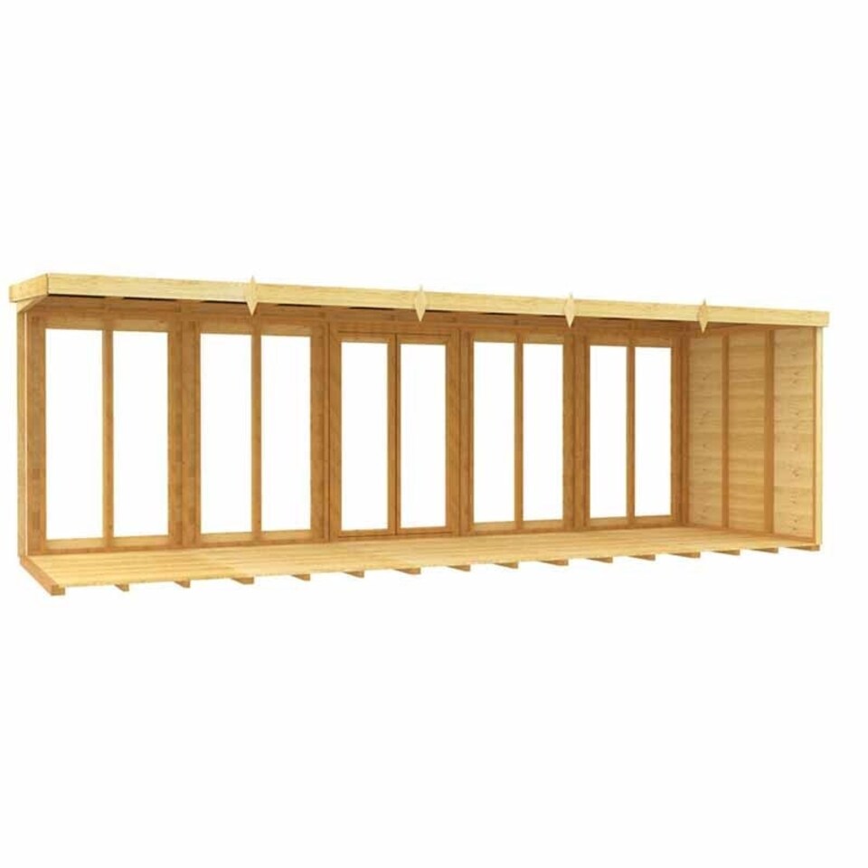image 1 of 20ft x 6ft Pent Summer House (Full Height Window) - Wood - L178 x W589 x H201 cm Brown