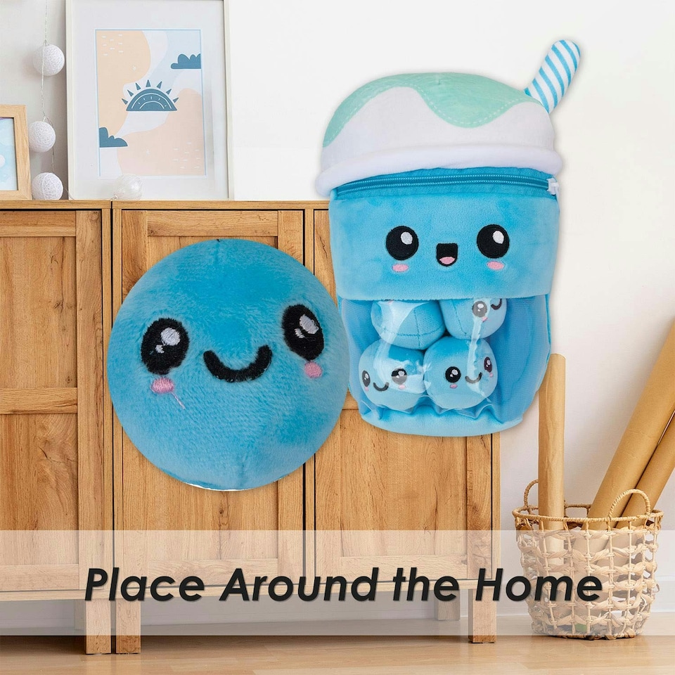 image 1 of Boba Tea Soft Toy Cute Plushie Huggable Cuddly Stuffed Toy Gift 25cm Blue