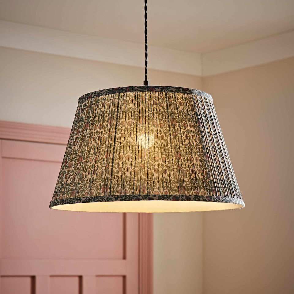 image 1 of ValueLights Abel Large Floral Pleated Tapered Lamp Shade & Bulb | Multi