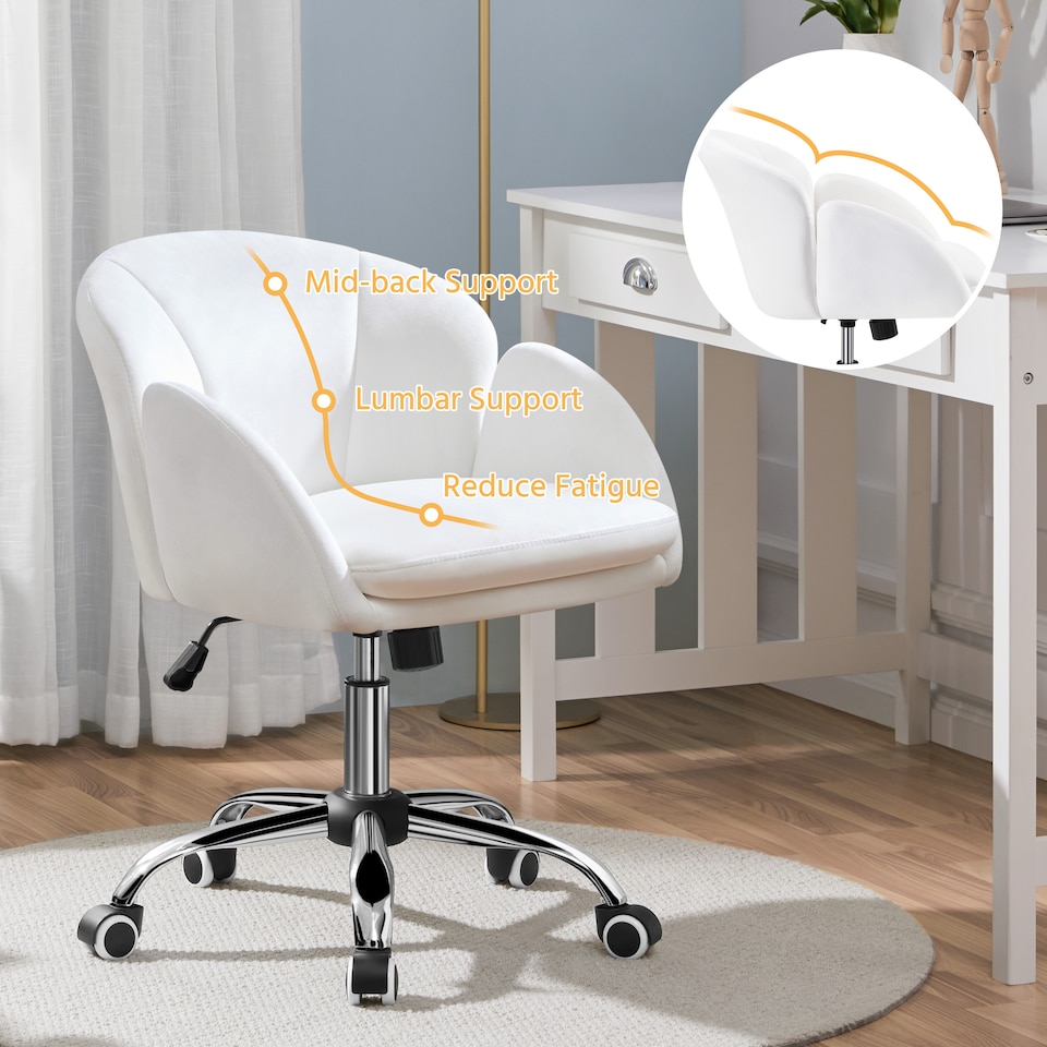 image 1 of Yaheetech Swivel Rolling Home Office Chair with Armrests