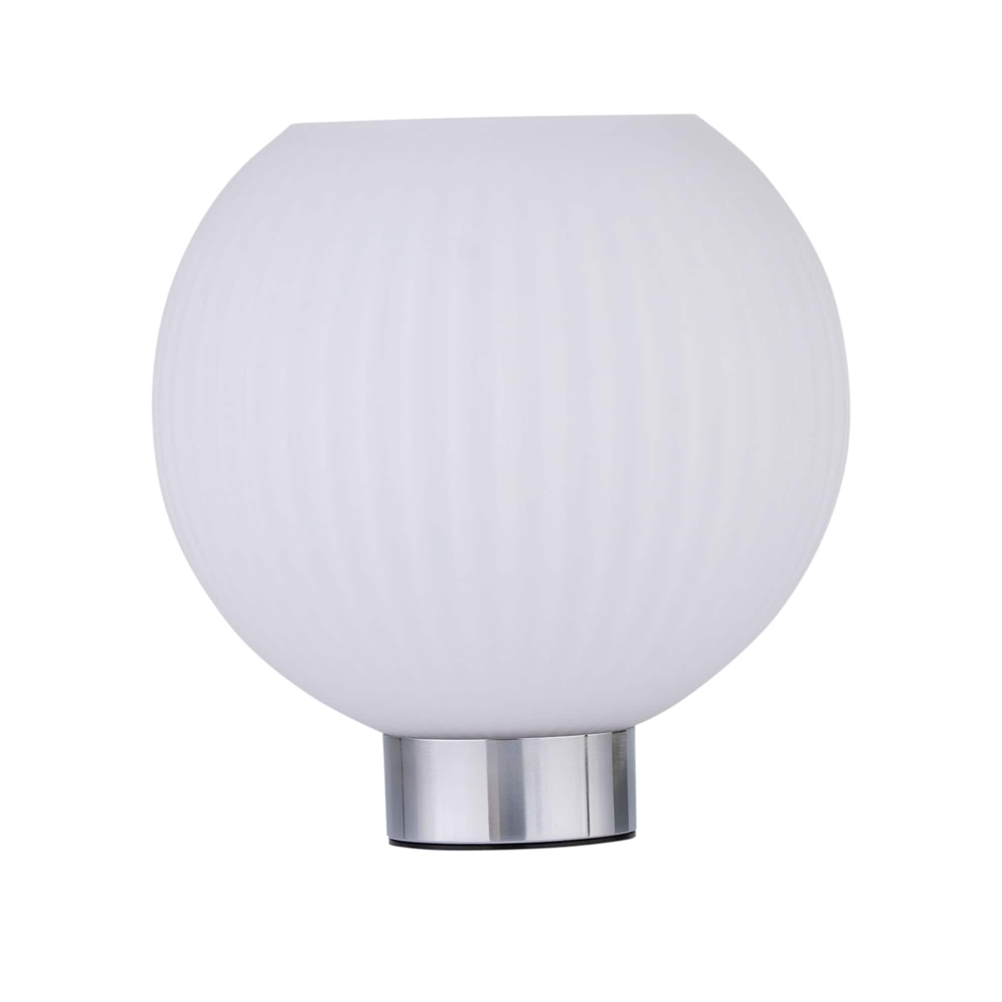 First Choice Lighting Betchley - Battery Operated Chrome Lamp with White Glass in Silver