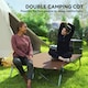 image 5 of Outsunny Double Camping Folding Cot Portable Sleeping Bed, Charcoal Khaki | Brown | Brown