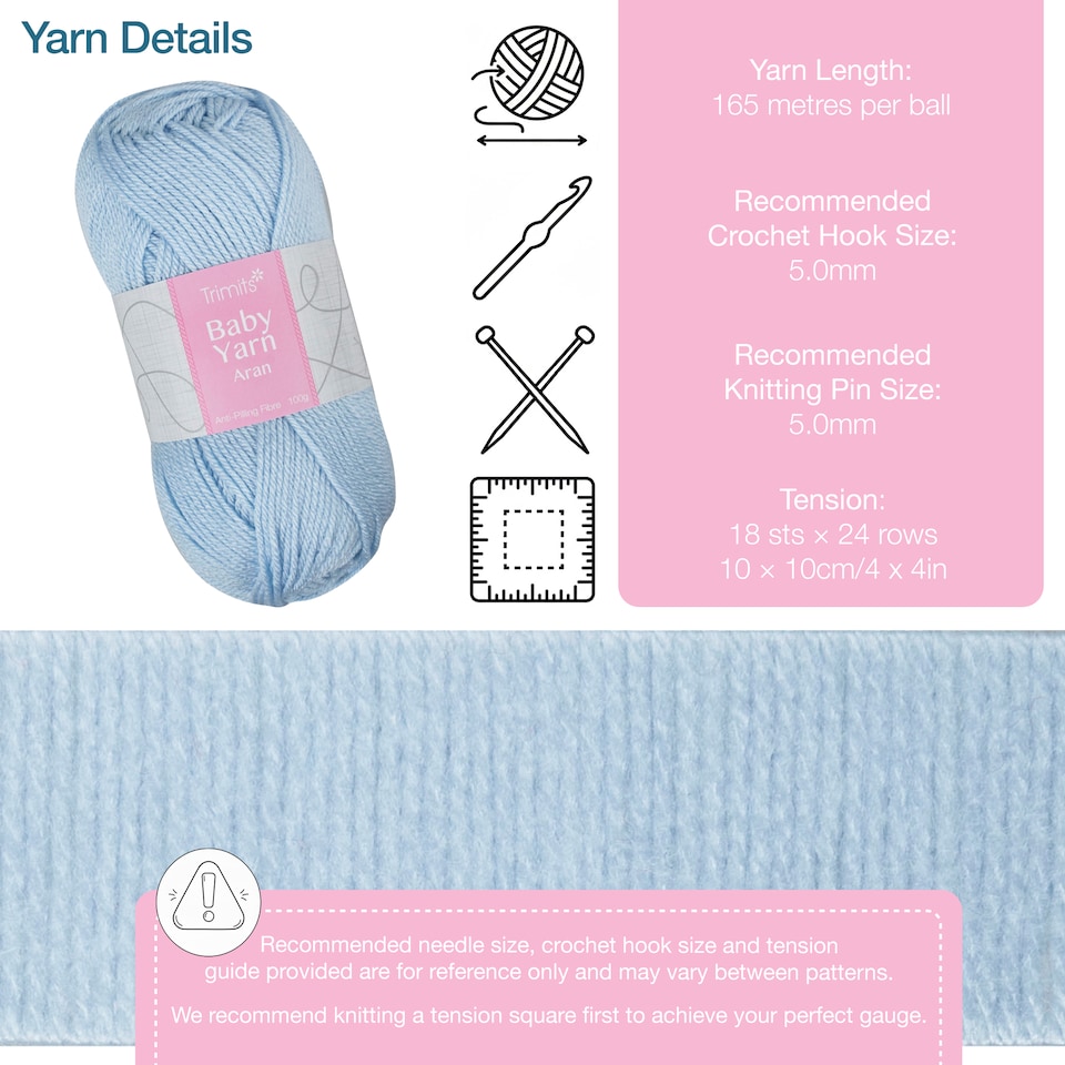 image 1 of Trimits Baby Aran Yarn 6 x 100g Acrylic Knitting & Crochet Wool Soft Anti Pilling Machine Washable OEKO-TEX