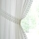 image 2 of Pair of Windsor Cream Macrame Trim Reversible Voile Panels 122 cm (48 inch) Rod Pocket Panels for Bedroom and Living Room with Matching Tie Backs