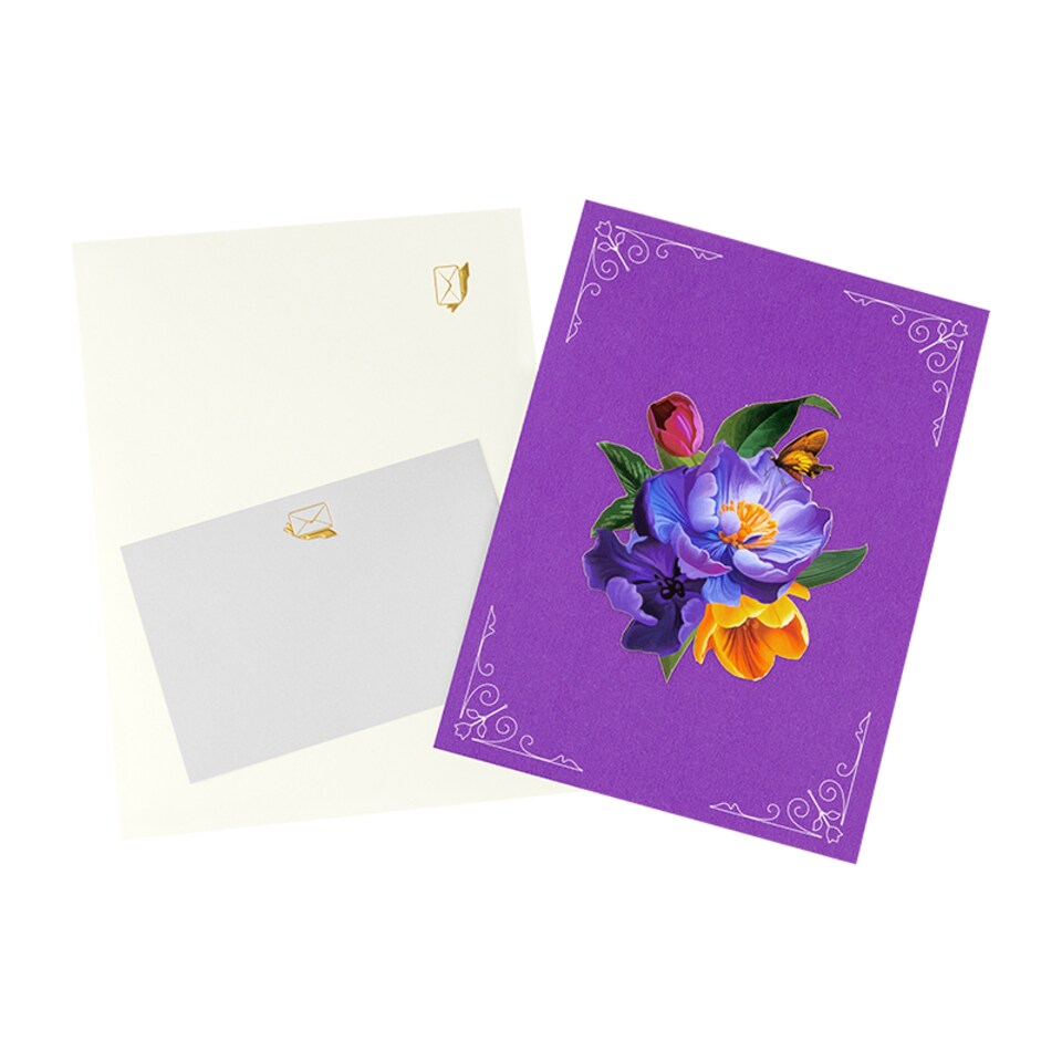 image 1 of Joyful Blossoms Spring Bouquet 3D Pop Up Greeting Card