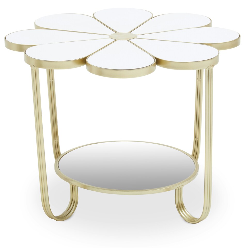 image 1 of Jodie White Top Petal Shape Table Gold