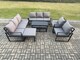 image 1 of Fimous Aluminium Outdoor Garden Furniture Lounge Sofa 2 PC Chairs Oblong Coffee Table Sets with 3 Footstools Dark Grey