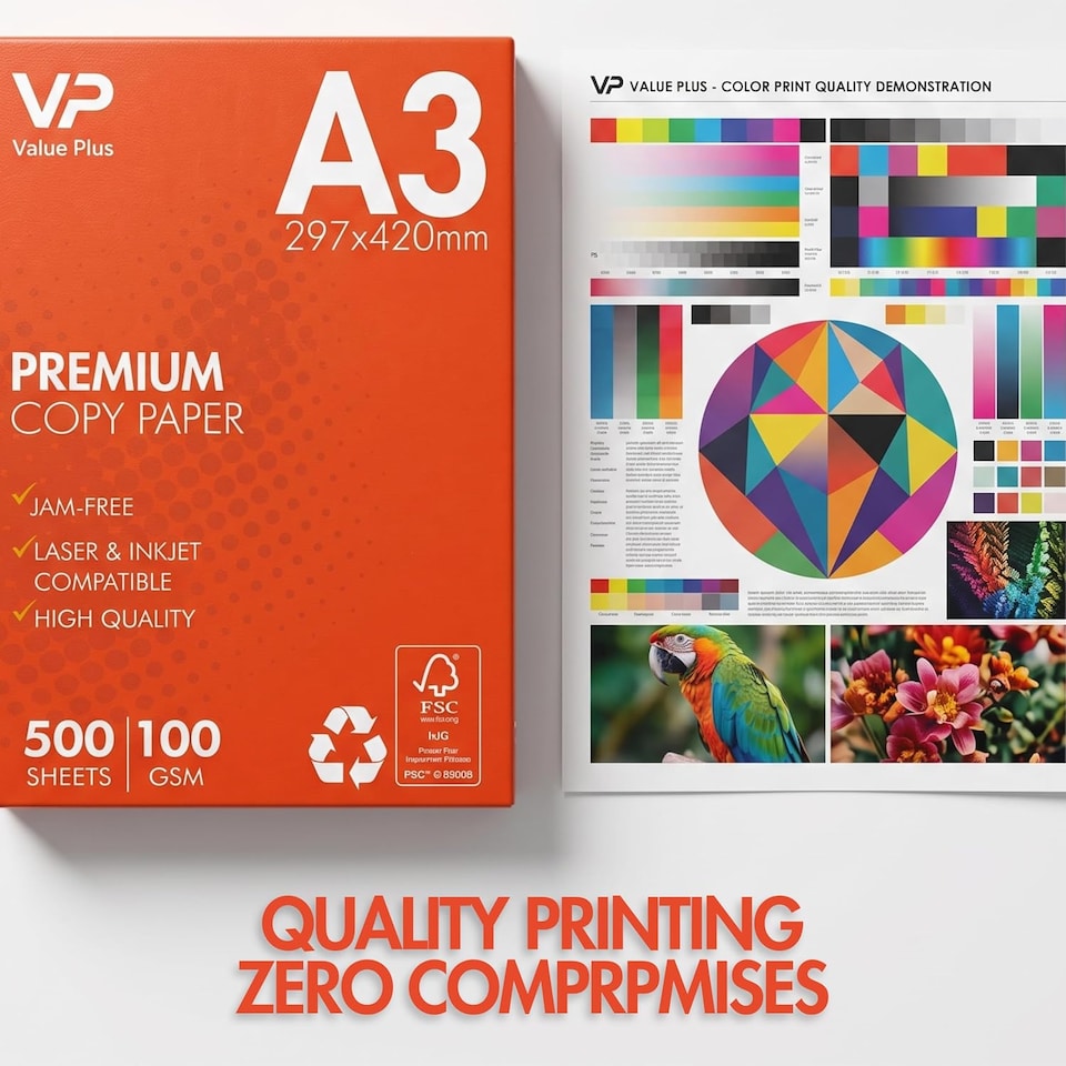 image 1 of A3 Premium Paper 100 GSM – 500 Sheets Premium White Printer & Copier Paper – Professional High-White Office Paper for Laser, Inkjet, and Copier 100gsm Office and Home High Quality Paper