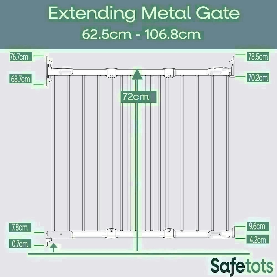 image 1 of Bettacare Extending Metal Screw Fit Dog Gate, White, 62.5cm - 106.8cm, Stair Gate for Pet, Safety Barrier for Puppy