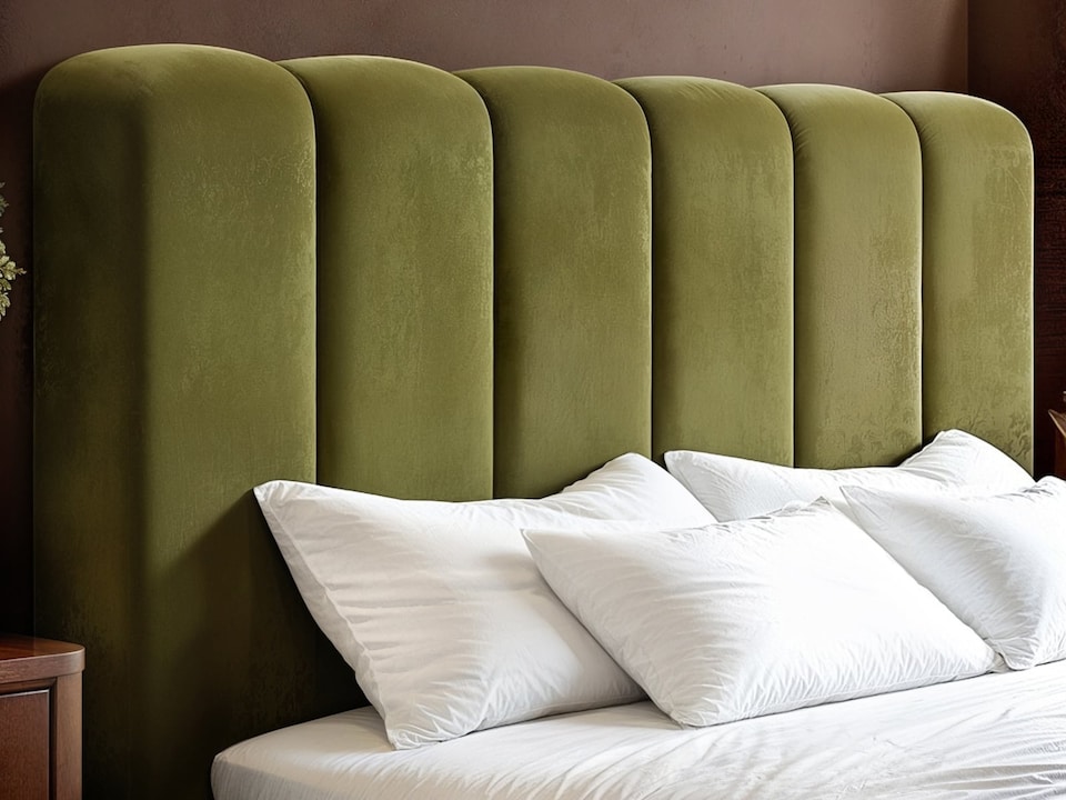 image 1 of SOLACE+CO Emilie Ribbed Ottoman Kingsize Bed Green Velvet