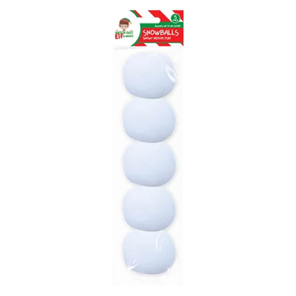 Naughty Elf Indoor Fabric Snowballs - Pack of 5