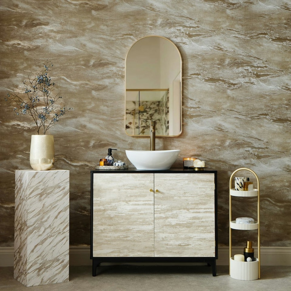 image 1 of Nirvana Metallic Wallpaper in Cool Grey and Taupe Multi