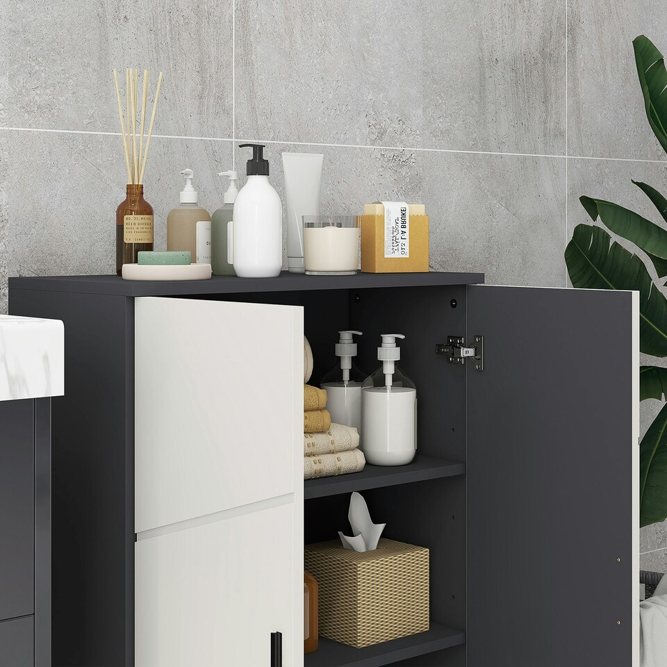 image 1 of kleankin Bathroom Storage Cabinet, Small Bathroom Cabinet with Soft Close Doors