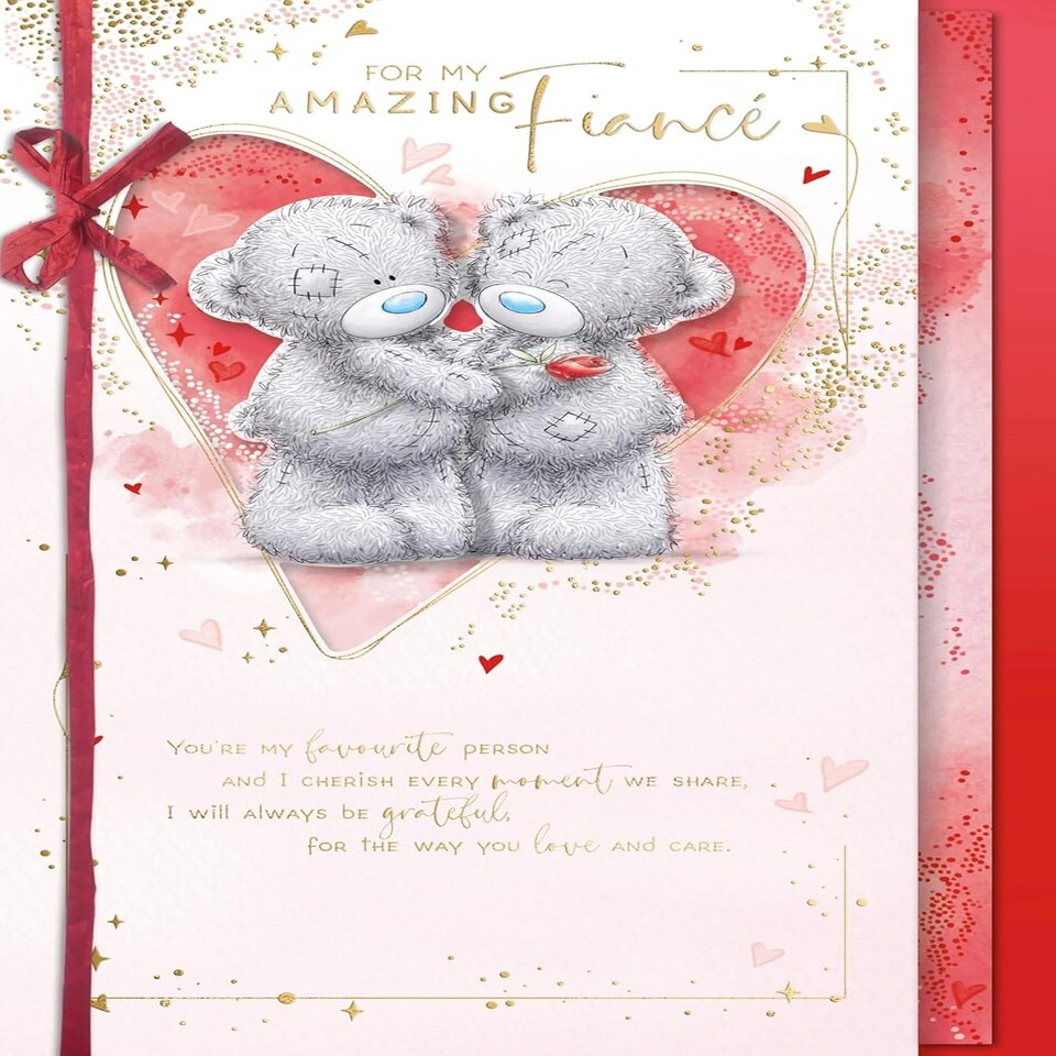 image 1 of Bears Stood With Rose Fiancé Valentine's Day Card