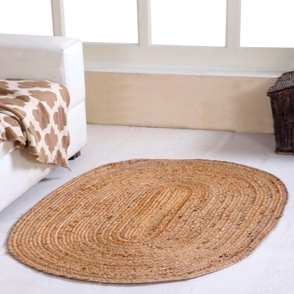 DHAKA Oval Kitchen Rug Hand Woven - Jute - L60 x W90 Brown