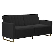 Skylar Sofa Bed in Velvet Black Black | BLACK