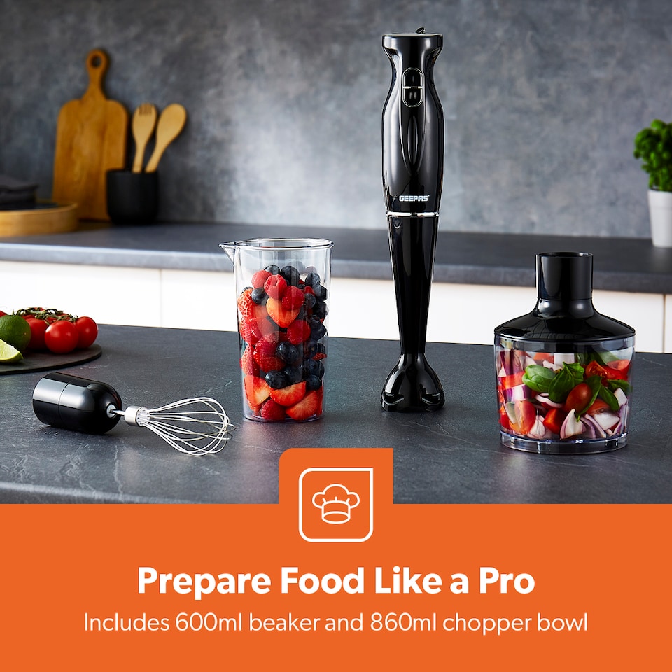image 1 of GEEPAS 4-in-1 Hand Blender with Electric Whisk - Black