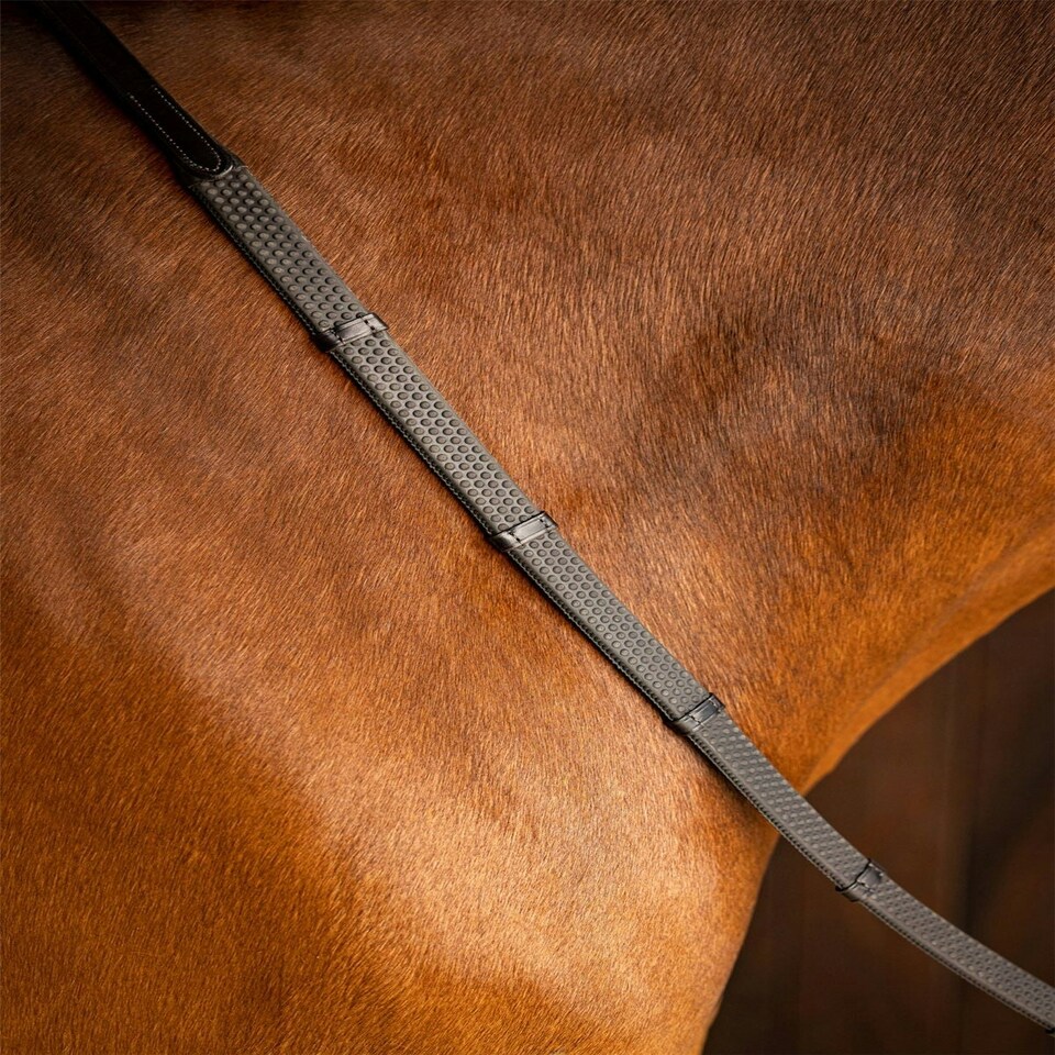 image 1 of LeMieux Soft Rubber Reins with Stoppers Black | Cob