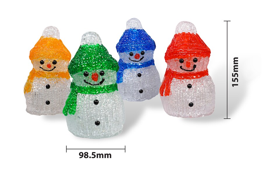 image 1 of Set of 4 Acrylic Snowmen Inc Timer