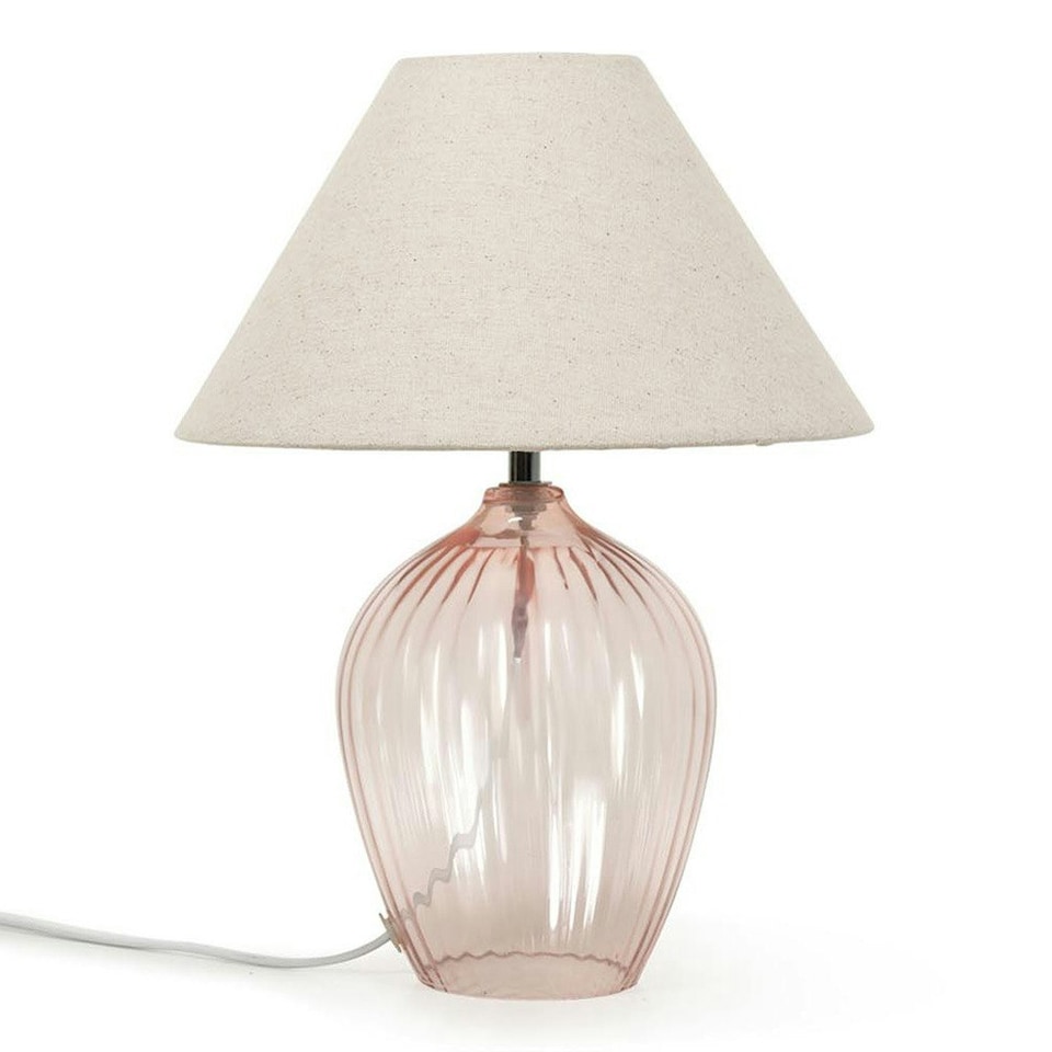 image 1 of ValueLights Olivet Pink Glass Table Lamp Natural Taper Shade