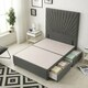image 1 of Sunburst Divan Bed with 2 Drawers & 54'' Floor Standing Headboard Tweed Fabric | Grey | Charcoal