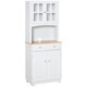image 1 of HOMCOM Coastal Kitchen Cupboard Storage Cabinet Unit w/ Drawers, White