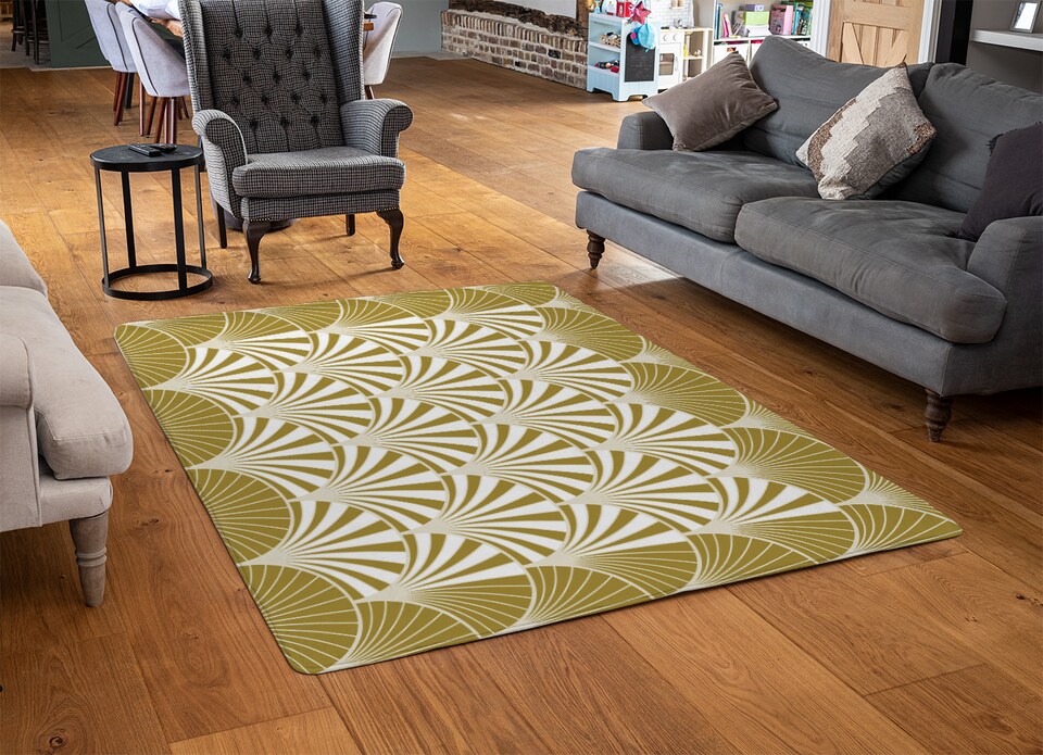 image 1 of Golden Semi Circles Designer Rug | Multi