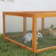 image 8 of PawHut Rabbit Hutch Cage, Wooden Outdoor Run with Openable Roof, Natural