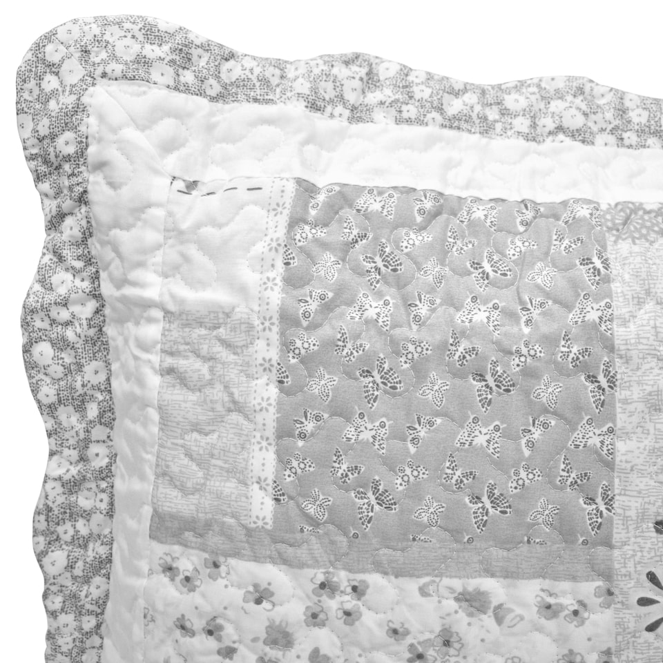 image 1 of Velosso Maya Cotton Blend Quilted Bedspread Set Grey | Grey | King