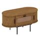image 1 of Coffee Table Front Rattan Drawer with Metal Legs - MFC/MDF - L55 x W120 x H40 cm - Light Oak Brown