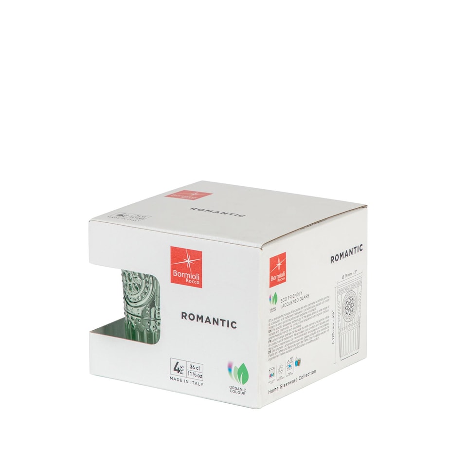 image 1 of Bormioli Rocco Romantic Highball Glasses - 340ml - Pack of 4 | Green | Green