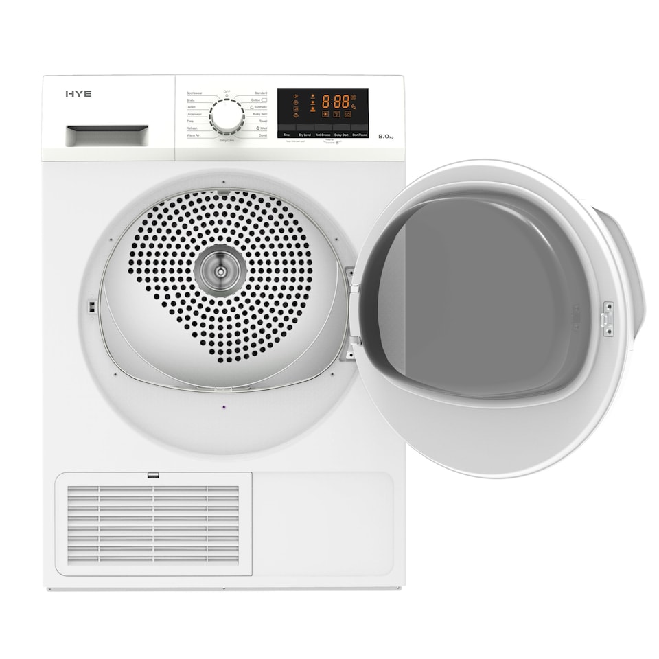 image 1 of HYE 8kg Freestanding Condenser Tumble Dryer, White - D01CD08W13