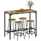 image 1 of HOMCOM 5 Piece Bar Table and Stools Set with Metal Frame Rustic Brown | Brown
