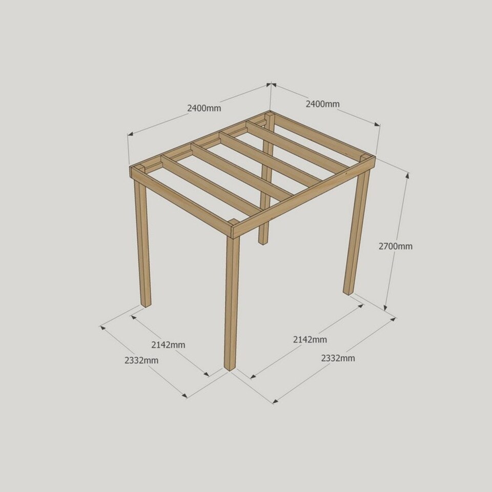 image 1 of Box Pergola - Wood - L240 x W240 x H270 cm - Rustic Brown