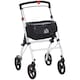 image 1 of HOMCOM Folding Upright Rollator Walker with Lightweight Walking Frame, Storage Bag, Tray, Dual Brakes, Adjustable Handle Height, Mobility Aid Rolling 4 Wheeled Walker for Seniors, White