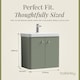 image 5 of Balterley Curve Modern Bathroom Wall Hung 2 Door Vanity Unit Basin | Green | Satin Green