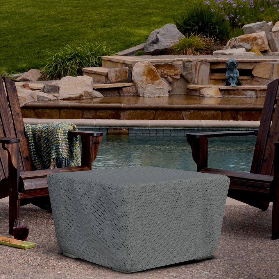 image 1 of Covers&All Outdoor Square Fire Pit Cover, 30 in L x 30 in W x 12 in H, Gray