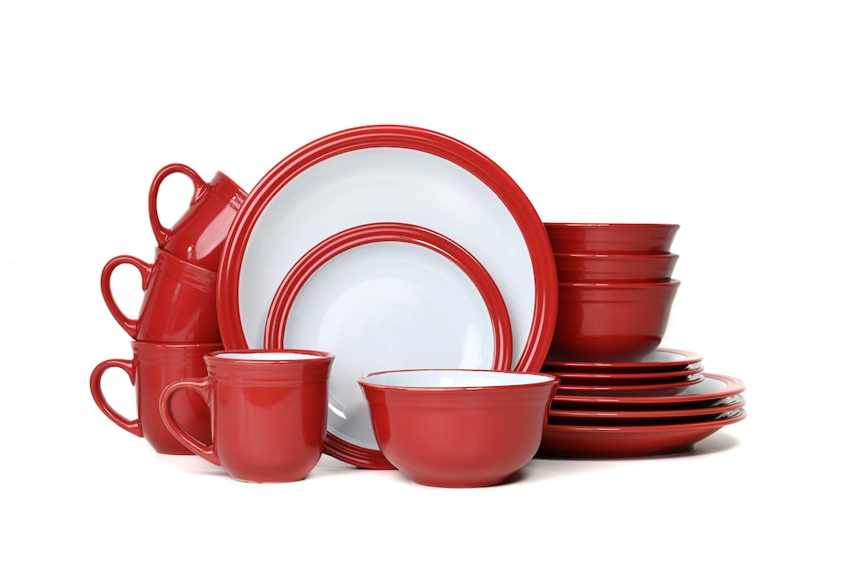 image 1 of 16pc Camden Red Dinner Set