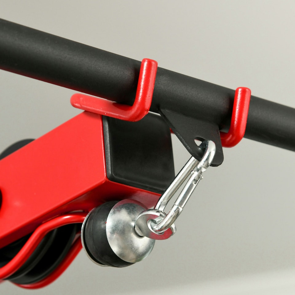 image 1 of SPORTNOW Pull Up Station Power Cage with Adjustable Seat, Home Gym - Red