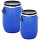 image 2 of 30 Litre Plastic Blue Open Top Storage Barrel Drum Keg with Lid & Latch Ring | Blue