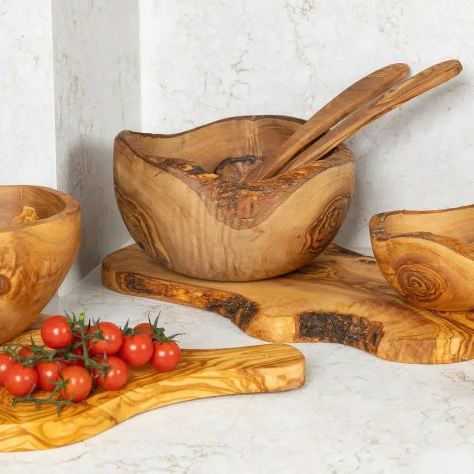 image 1 of Verano Spanish Ceramics Olive Wood Large Luxury Bowl - 30-32cm | Brown | 1