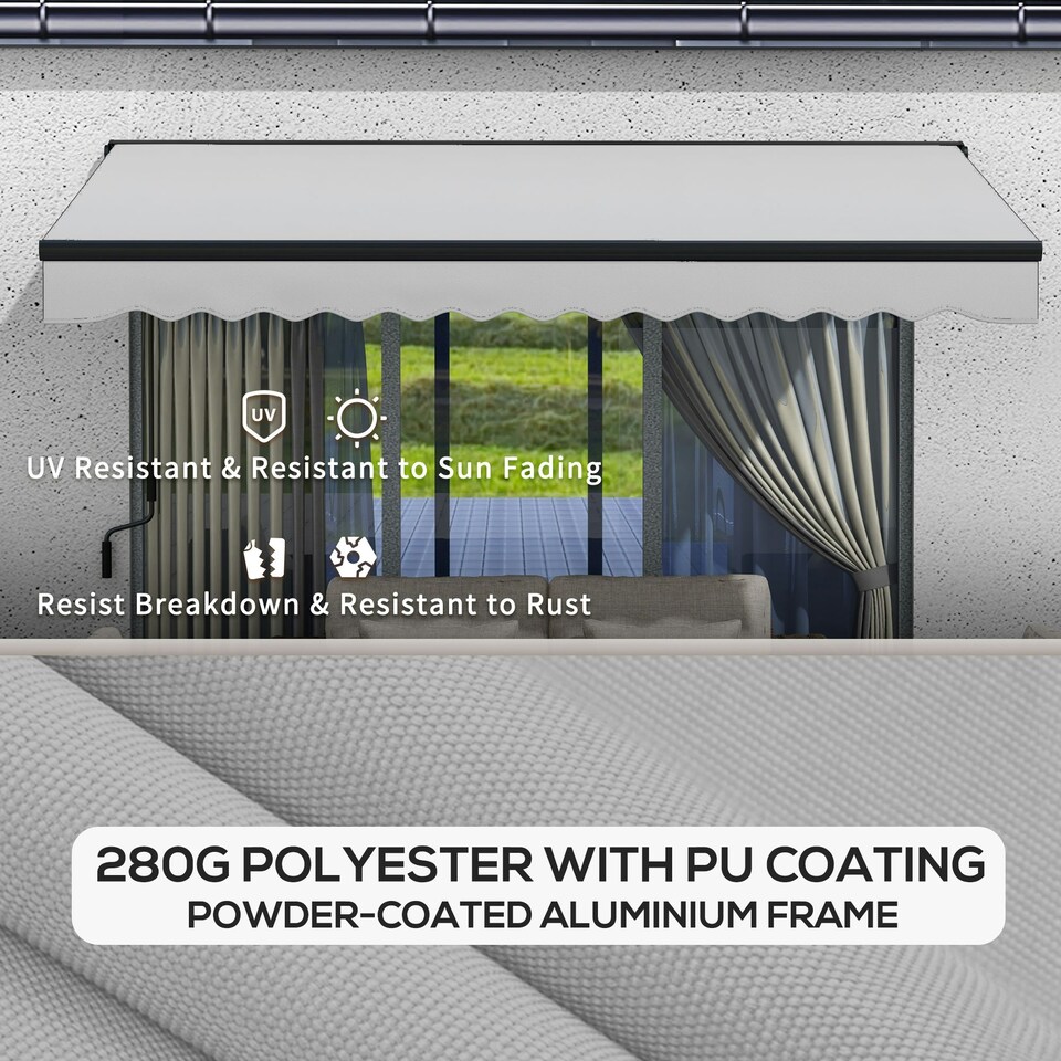 image 1 of Outsunny 3.5 x 2.5m Electric Retractable Awning, Aluminium Frame, Light Grey