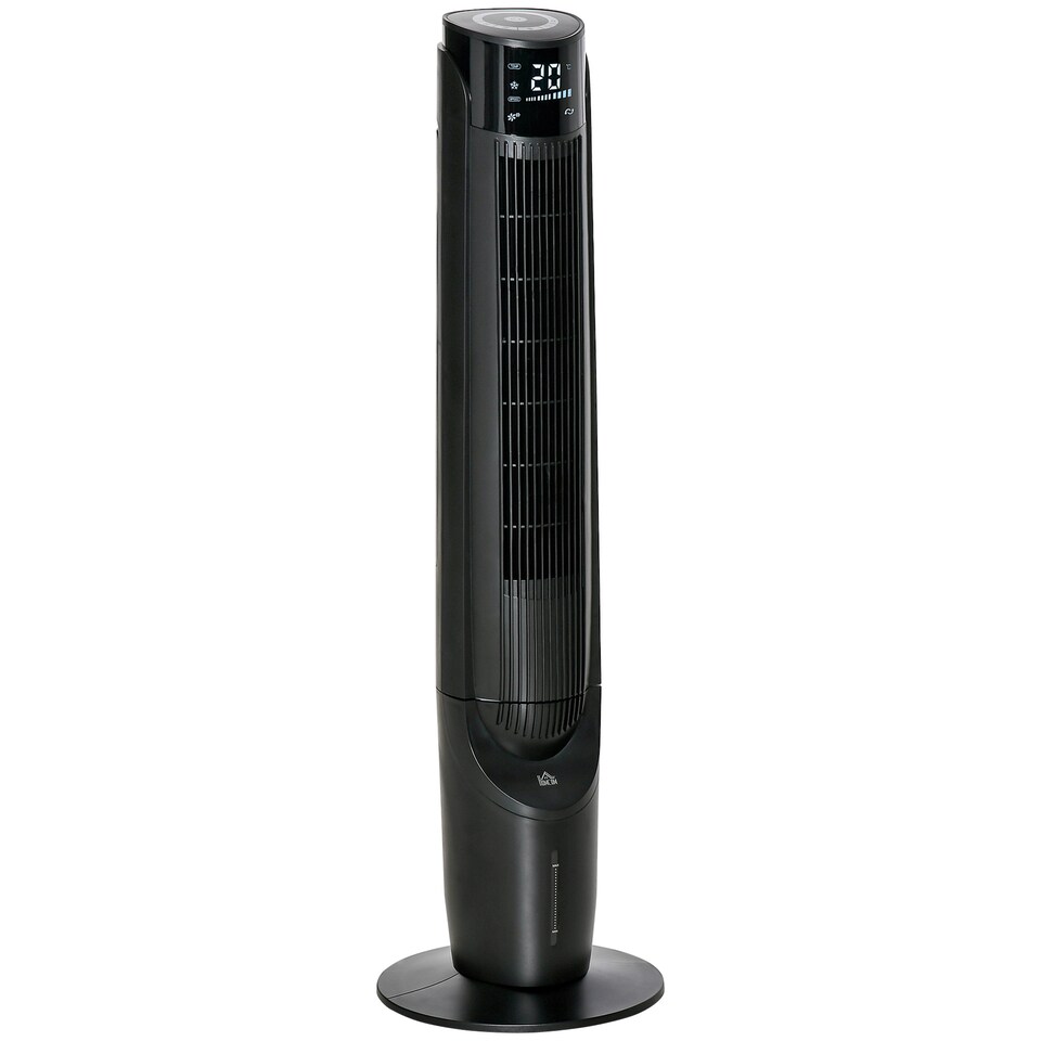 image 1 of HOMCOM 2.8L 2-in-1 Evaporative Air Cooler, Portable Tower Fan with 4 Modes, 3 Speed, Remote Control, 12H Timer, Oscillating for Home Bedroom, Black