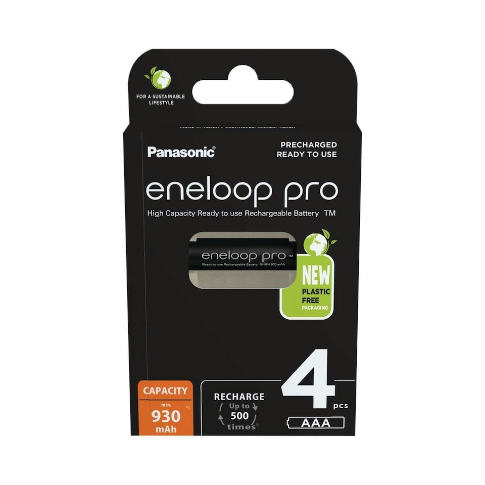 image 1 of Panasonic Eneloop Pro AAA 930mAh Rechargeable Batteries - Pack of 4 AAA