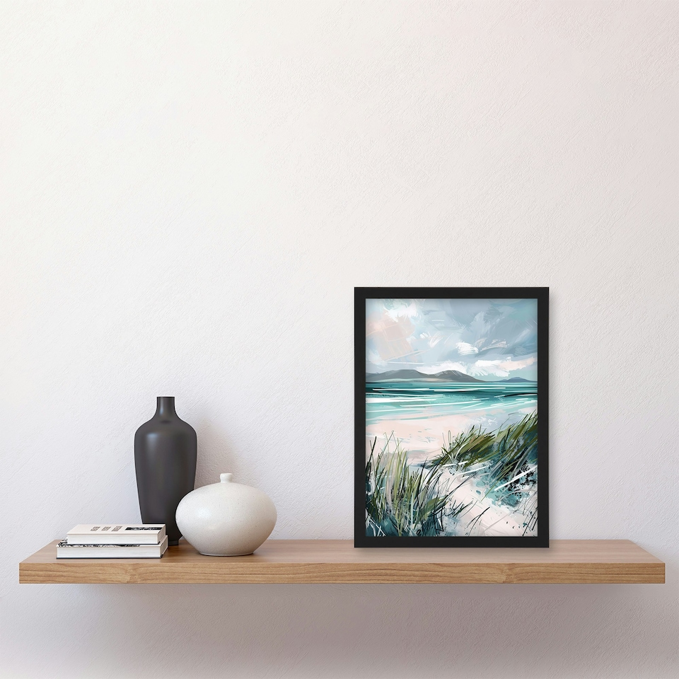 image 1 of Path Luskentyre Beach Isle Harris Scotland Black Framed Wall Art Print A4