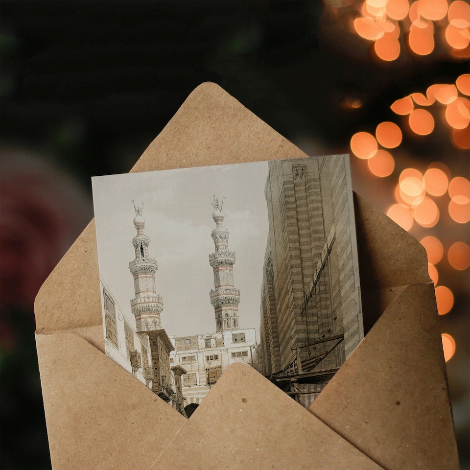 image 1 of David Roberts Art Card Metwaleys Minarets and Grand Entrance